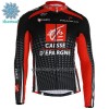 Wielershirt Caisse d`Epargne Lange Mouw Winter Thermal Fleece Rood Zwart
